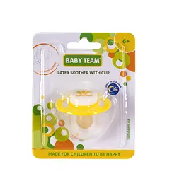 Пустушка латексна вишнеподібної форми з кільцем, що світиться 6+ Baby team Жовтий - мініатюра 5