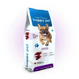 Гіпоалергенний сухий корм Happy Pet для дорослих собак середніх та малих порід з телятиною 1 кг
