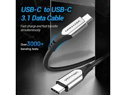Кабель USB Type-C Vention USB Type-C to USB Type-C 0.5m Grey (TAAHD) - мініатюра 8
