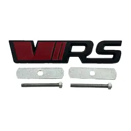 Емблема напис VRS для Skoda у решітку чорно-Червона 120х25мм метал (на кріпленнях)