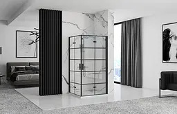 Душова кабіна Rea Molier 2 80x90 black REA-K8537 + REA-K8538, Чорний матовий, Універсальна, прозрачний, Чорний матовий - мініатюра 2