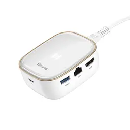 Мультипортовий адаптер USB Хаб Baseus Multi-Functional Charger Type-C CAHUB-AU02 White - мініатюра 2
