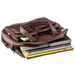 Чоловіча шкіряна сумка для ноутбука SHVIGEL 19109 коричневий - мініатюра 4