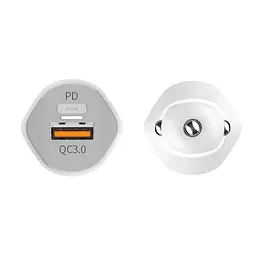 Автомобільний зарядний пристрій Aspor A906 PD (USB-C/3A/20W) + кабель Type-C – Type-C- білий - мініатюра 3