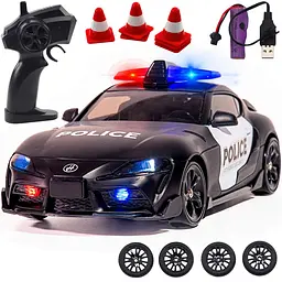 Дитяча радіокерована машина Toyota Supra MK5 поліція 1:24 4WD дрифт авто з сиреною підсвіткою та пультом - мініатюра 3
