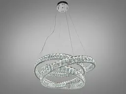 Підвісна LED-люстра Diasha D8875/600CH, кришталева подвійна спіраль Ø 60 см, хром, 92 W, пульт ДК