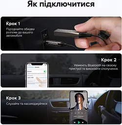 Автомобільний Bluetooth 6.0 аудіоприймач UGREEN BT525 AUX-адаптер аудіовихід 3,5 мм та штекер USB-A для живлення кодеки SBC AAC і LDAC мікрофон для дзвінків із ШІ-шумозаглушенням одночасне підключення до двох телефонів чорний (85428) - мініатюра 15