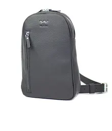 Чоловіча шкіряна сумка Chest bag чорна флотар - мініатюра 2