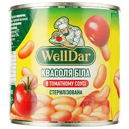 Уцінка. Квасоля біла WellDar в томатному соусі стерилізована 410 г (915781)