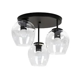 Люстра стельова Levistella 756HPR0231F-3 BK+CL (300), E27, 3 лампи, чорний + прозорий, сучасний дизайн