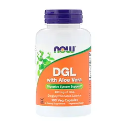 Трави Now Foods Лакриця та Алоє Віра, DGL with Aloe Vera, 400 мг, 100 капсул (NOW-04654)