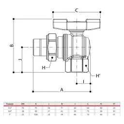 Кран кутовий з американкою кульовий Giacomini R789X005 3/4" PN16 30412 - мініатюра 2