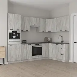 Кухня кутова Ніко 170 х 280 см Idea Бетон зі стільницею 28 мм лак