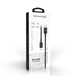 Дата кабель USB-C to Lightning 1.0m 20W CL-07B Black Grand-X (CL-07B) - мініатюра 3