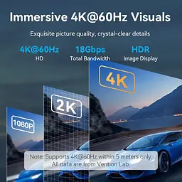 Кабель HDMI M - M, 12.0 м, V2.0 4K 30Гц обплетення Vention - мініатюра 5