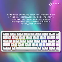 Клавіатура Ajazz AK680 MAX Magnetic Switch ABS White Keycaps RGB Aluminum Positioning Pl (AK680-WM-W-A) U1 - мініатюра 7