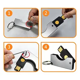 Захисний алюмінієвий чохол для ключа YubiKey 5 / 5C / Security Key NFC з брелком, Срібний, 1 шт - мініатюра 7