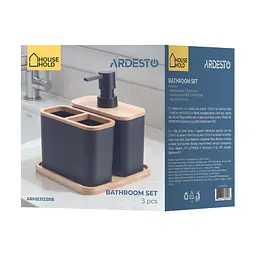 Набір для ванної кімнати Ardesto Minimalism 3 предмети чорний (ARHB3123BB) - мініатюра 4