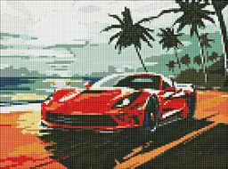 Алмазна мозаїка/вишивка Червоне авто 30*40 см Ідейка AMO 8176