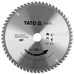 Диск пиляльний победітовий по дереву YATO 255x30x3.0x2.0 мм (YT-60733)