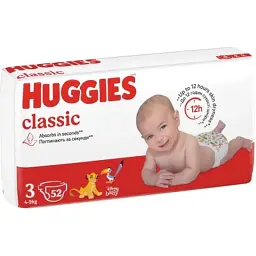 Підгузки Huggies Classic 3 (4-9кг) Jumbo 52 шт (5029053579788) - мініатюра 2