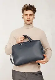 Шкіряна ділова сумка Briefcase 2.0 синій Флотар - мініатюра 6