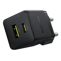Мережевий зарядний пристрій Baseus Palm Fast Charger C+U 30W + Cable Type-C to Type-C чорний P1011160A113-01