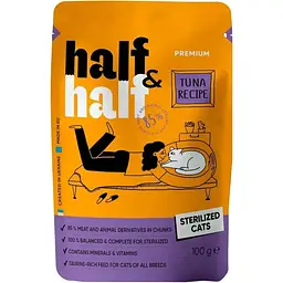 Набір вологого корму для стерилізованих котів Half & Half шматочки з тунцем 22 шт x 100 г - мініатюра 2