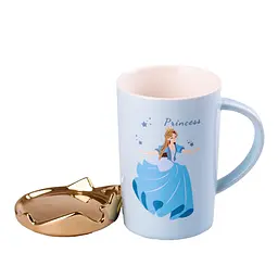 Чашка керамічна Happy Life Princess з кришкою блакитна 400 мл HPCYM0845BL - мініатюра 2