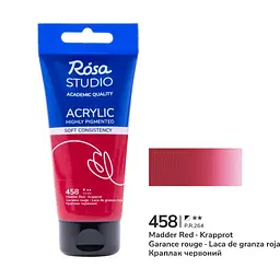 Фарба акрилова Краплак червоний (458) 75 мл ROSA Studio (4823098543893)