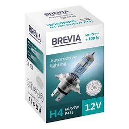 Галогенова лампа Brevia H4 12V 60/55W P43t Max Power +100% CP(12040MPC)