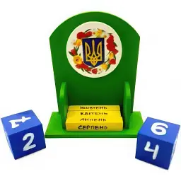 Вічний календар Квітуча Україна дерев'яний розписано вручну 15.5х14.2х6 см - мініатюра 2
