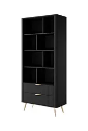 Стелаж Perfect Home Ланте / Lante 2S з 2 шухлядами і золотими ніжками Чорний (PFH-091189)