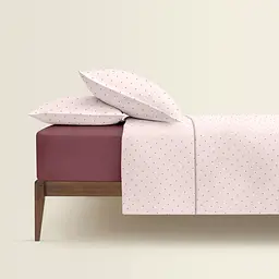 Комплект постільної білизни Cosas євро з простирадлом на резинці MINI DOTS CS25 200 x 220 см (DotsGreyRose_El-97Cherry_200) - мініатюра 2