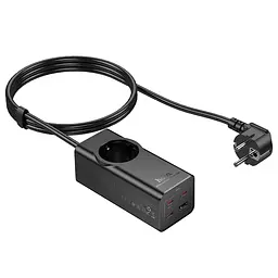 Мережевий подовжувач HOCO NS9 Wisdom 1-position (PD67W/3C1A) desktop socket (EU/GER) Black (6942007638494) - мініатюра 7