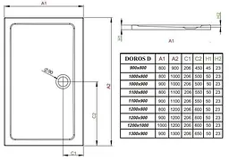 Душовий піддон Radaway Doros Plus D 100x80 SDRPD1080-01 - мініатюра 5