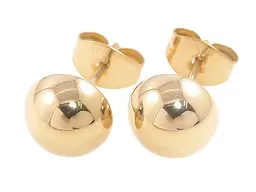 Сережки Xuping TTM Stainless Steel 14K пусети "Півсфери" ø 8мм (254026)