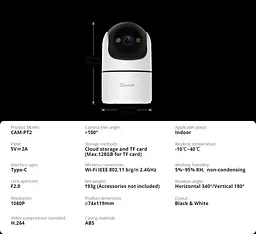 IP-камера поворотна Wi-Fi - SONOFF CAM Pan-Tilt 2 Smart Indoor Home Security Camera - мініатюра 6