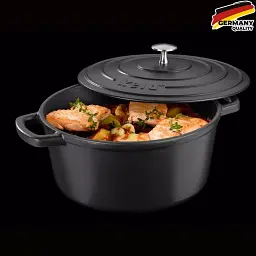 Каструля чавунна з кришкою KELA Calido, 24 см, 3,8 л (12471) чорна