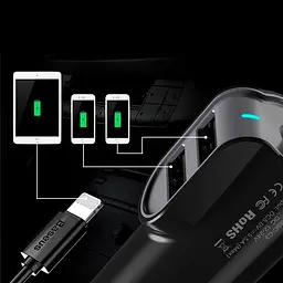 Автомобільний зарядний пристрій Baseus Energy Station 2USB QC 5.5A CCNL-01 Black - мініатюра 4