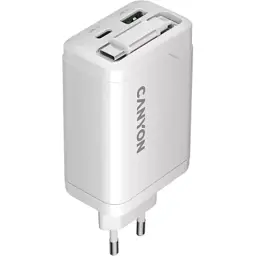 Зарядний пристрій Canyon 1xUSB-C PD65W + 1xUSB QC3.0 + cable USB-C to USB-C white (CNS-CURC65ACW) - мініатюра 3