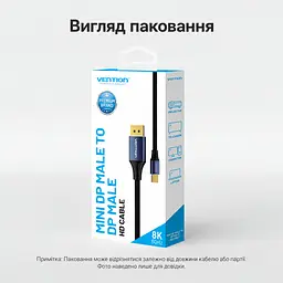 Відеокабель Vention HCFLG Mini DisplayPort - DisplayPort 1.4 8K 60 Гц 1,5 м синій (HCFLG) - мініатюра 10