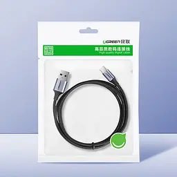 Кабель USB 2.0 AM-Type-CM, 2 м, 60W Nickel Plating Aluminum Braid Черный, US288 UGREEN - миниатюра 7