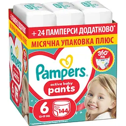 Набір підгузки-трусики Pampers Active Baby Pants Розмір 6 (13-19 кг) 144 шт. 