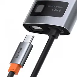USB-Хаб Baseus Metal Gleam Series 6-in-1 Type-C gray - мініатюра 9