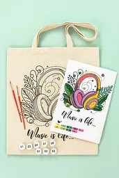 Набір, екосумка-розмальовка, „Music is Life“, бавовна 220 г/м2, 38х42см, ROSA Talent [CD] - мініатюра 2
