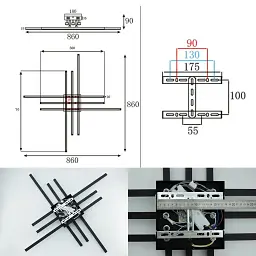 Керована світлодіодна люстра LINE 6L RC 100 Вт 860x860x90 мм Чорна ESLLSE - мініатюра 10