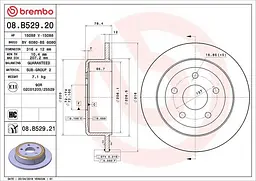 Диск тормозной невентилированный Jeep Wrangler III-IV 06-25г Brembo ( 08.B529.21 )