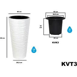 Вазон для квітів Serinova Kumsal 26 л білий (20-KVT307201-200100) - мініатюра 3