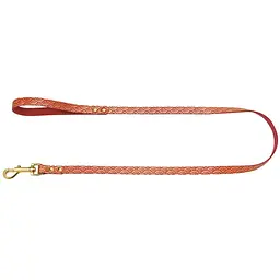 Повідець для собак BronzeDog Barksi Classic шкіряний із золотим тисненням Море L 120х1.6 см червоний - мініатюра 2